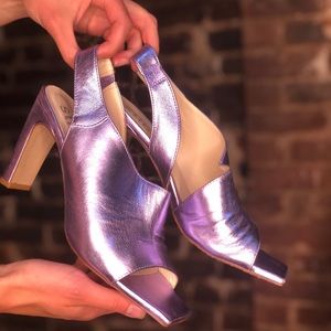 Iridescent purple sling backs